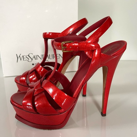 red ysl tribute sandals